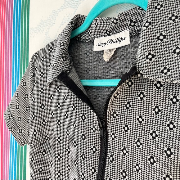 Vintage 90s Y2K Zip Front Plaid Daisy Mini Dress academia club extra small - Picture 9 of 10